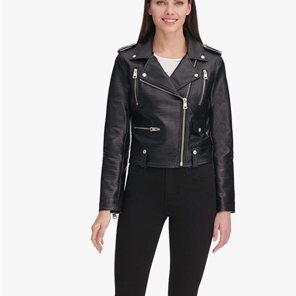 Levi’s Faux Leather Croc Moto Jacket Size XS